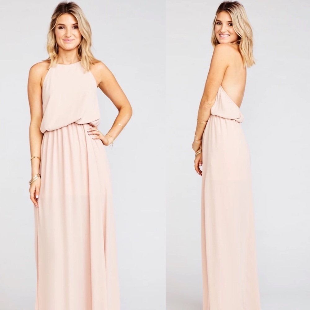 Show Me Your Mumu Heather Halter Dress Blush Large